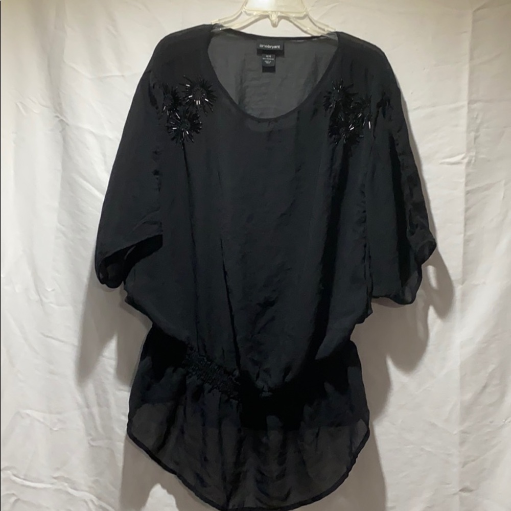 Black cut out sleeve blouse